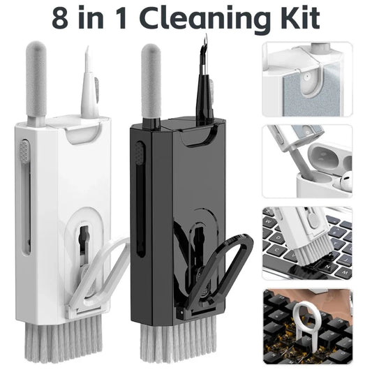 "8-in-1 Multi-Function Cleaning Kit: Keyboard, Earphones, Headset, iPad & Phone Cleaner with Keycap Puller"