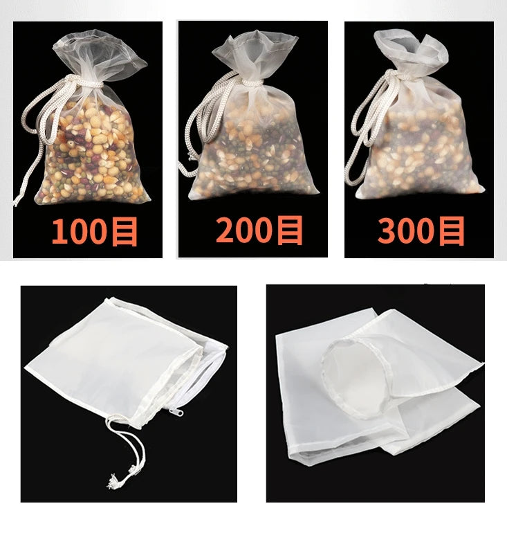 "Reusable Nylon Filter Bags – Soy Milk, Nut Milk, Tea, Coffee, Oil, and Yogurt Strainer Mesh"