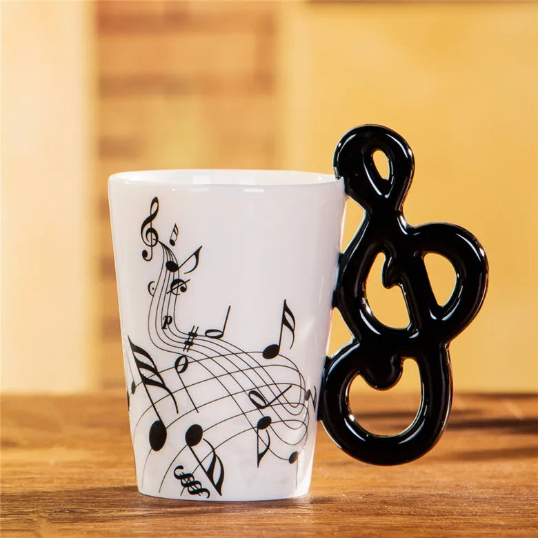 "240ml Creative Music-Themed Ceramic Mug | Guitar and Violin Style with Handle – Perfect Coffee, Tea, and Milk Gift"