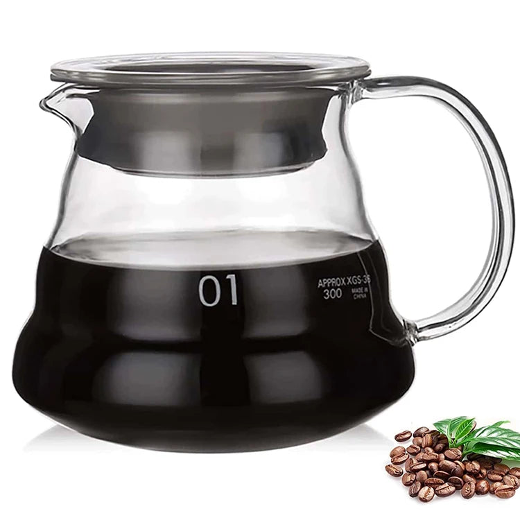 "Clear Diamond-Shaped Glass Coffee Carafe | Coffee Pot with Reusable Filter Cup – Elegant & Functional Design"