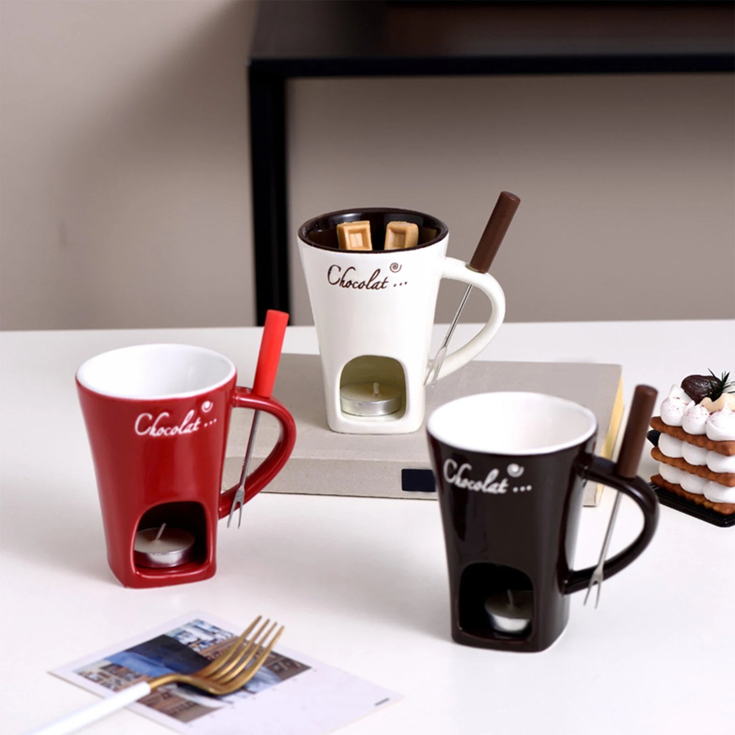 "130ML Chocolate Fondue Mug | Melting Cup, Coffee Cup, and Butter Pot for Desserts and Special Celebrations"