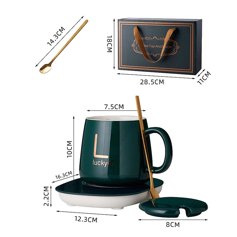 "Smart Coffee Mug Warmer 55℃ | USB Charging Ceramic Cup for Heating Milk, Cocoa, Espresso – Perfect Christmas Gift"