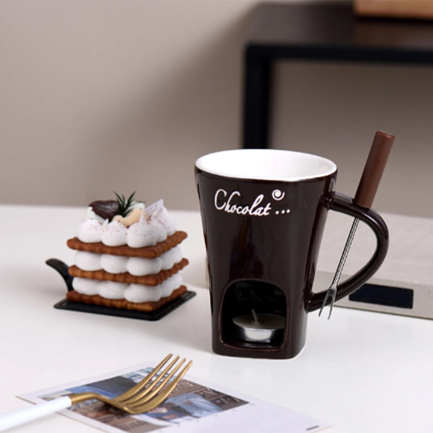 "130ML Chocolate Fondue Mug | Melting Cup, Coffee Cup, and Butter Pot for Desserts and Special Celebrations"