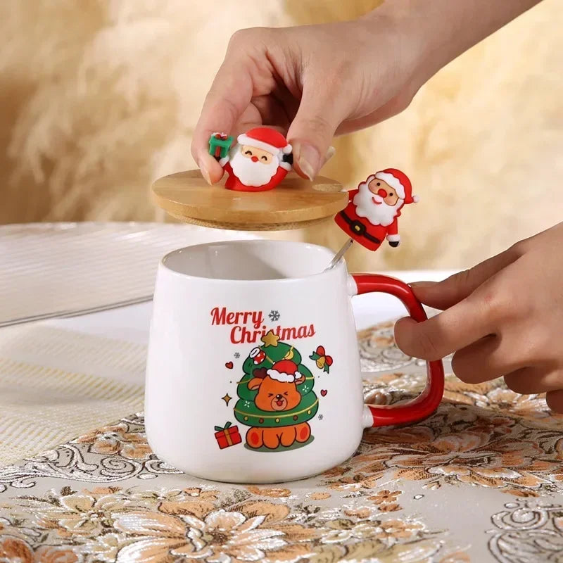 Mug Gift Box - Ceramic Mug with Lid & Spoon Set | Perfect Christmas Gift