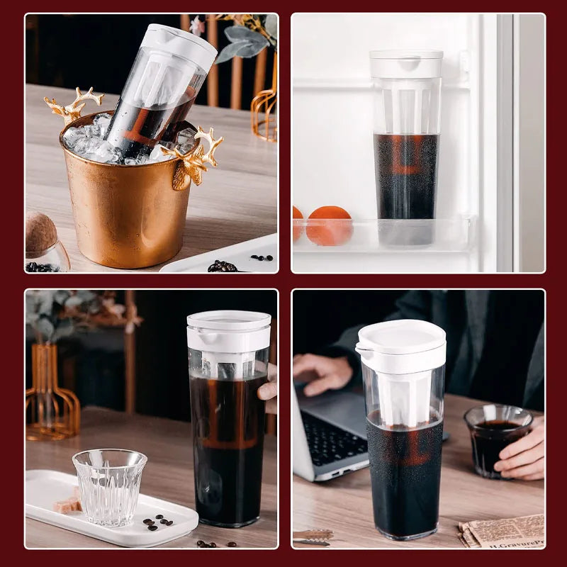 "1.1L Cold Brew Coffee Maker & Summer Beverage Pitcher – Iced Coffee, Lemonade, and Fruit Tea for Refrigerator"