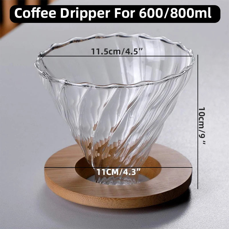 "Clear Diamond-Shaped Glass Coffee Carafe | Coffee Pot with Reusable Filter Cup – Elegant & Functional Design"