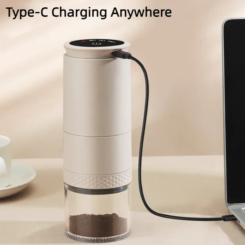 Powerful Electric Coffee Grinder - 1500mAh Rechargeable Conical Burr Grinder | Adjustable Bean Grinding Machine