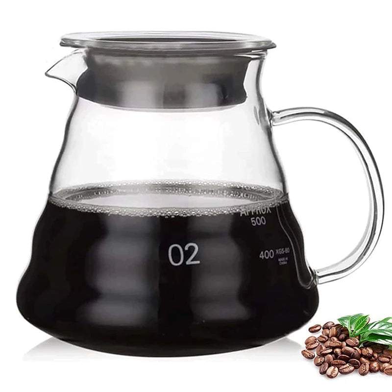 "Clear Diamond-Shaped Glass Coffee Carafe | Coffee Pot with Reusable Filter Cup – Elegant & Functional Design"