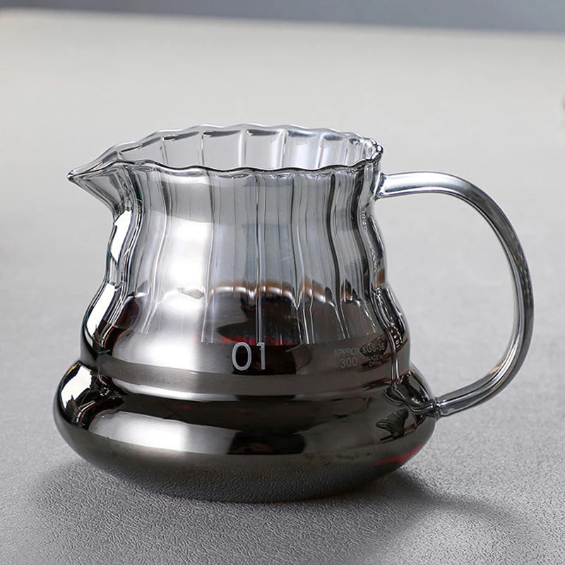 "Clear Diamond-Shaped Glass Coffee Carafe | Coffee Pot with Reusable Filter Cup – Elegant & Functional Design"