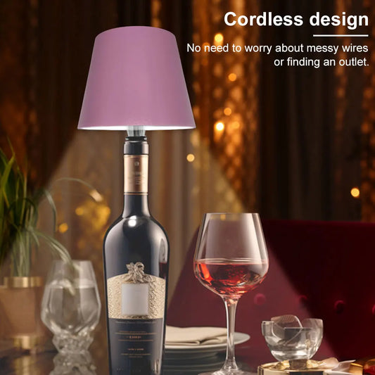 "Wireless LED Bottle Lamp - Rechargeable Base for Vases, Bars, Dining, and Decor"