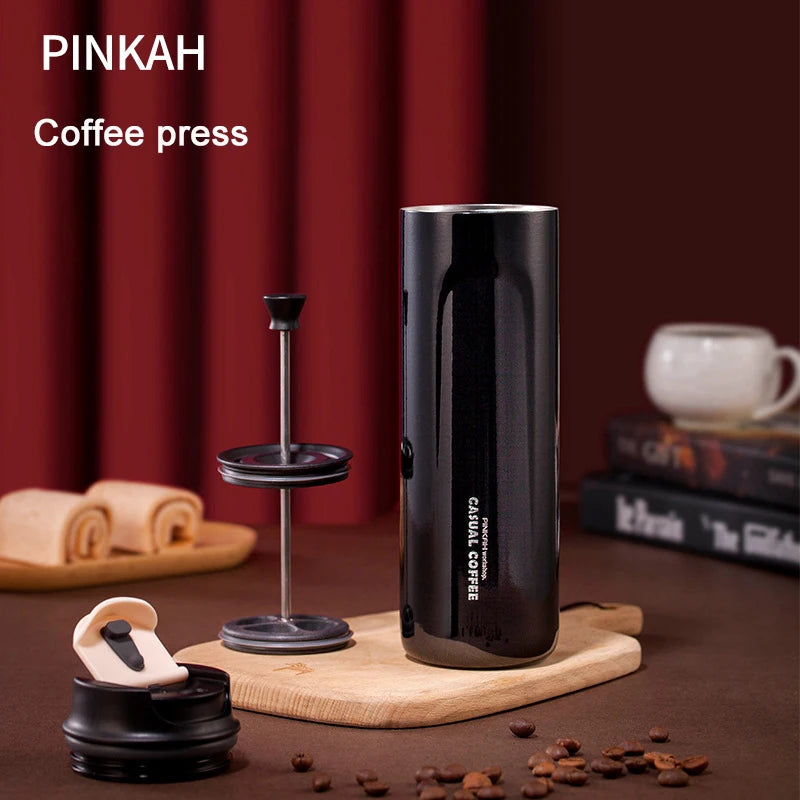 PINKAH Outdoor 316 Stainless Steel Coffee Press – Portable Insulated Extraction Pot & Thermos Cup