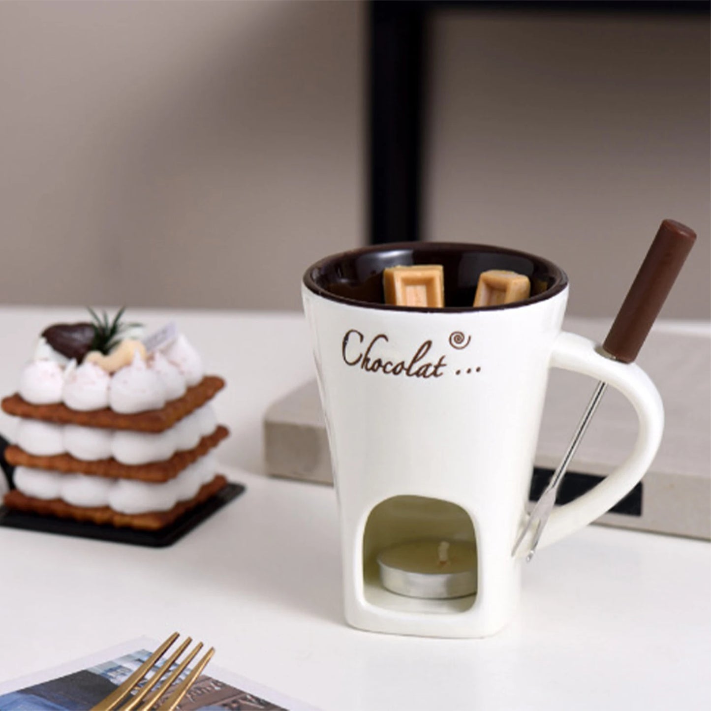 "130ML Chocolate Fondue Mug | Melting Cup, Coffee Cup, and Butter Pot for Desserts and Special Celebrations"