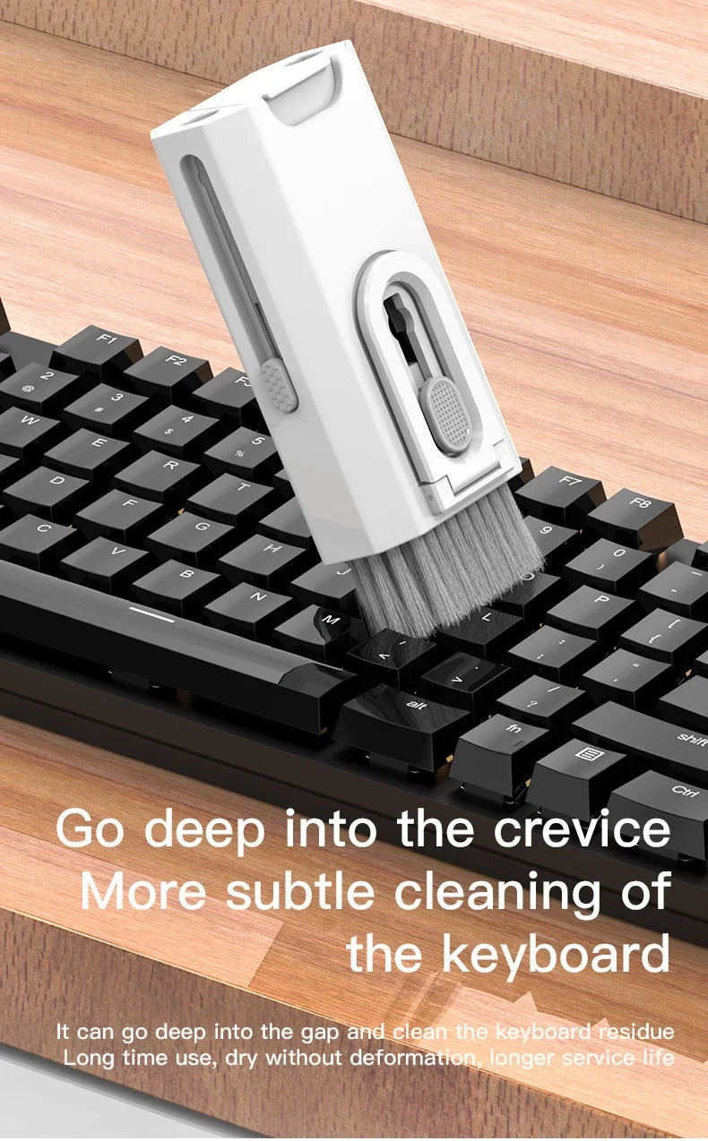 "8-in-1 Multi-Function Cleaning Kit: Keyboard, Earphones, Headset, iPad & Phone Cleaner with Keycap Puller"