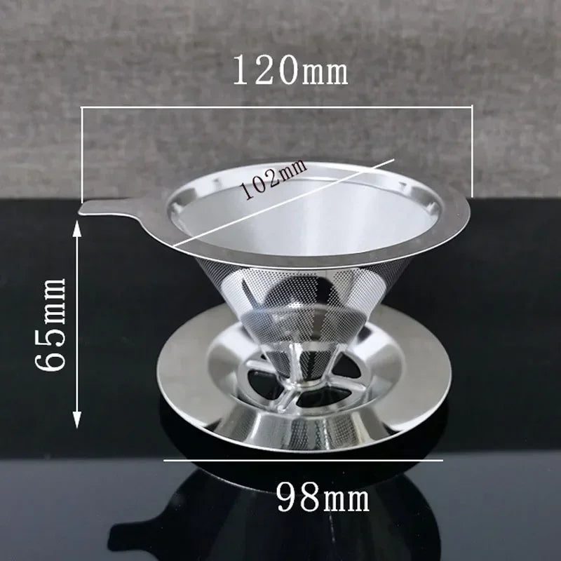 "Stainless Steel Reusable Coffee Filter – Portable Double-Layer Paperless Pour Over Dripper"