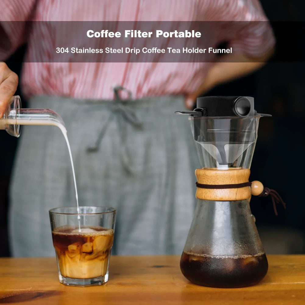 "Foldable Stainless Steel Coffee Dripper | Portable, Reusable Coffee Filter for Paperless Pour Over Coffee and Tea"