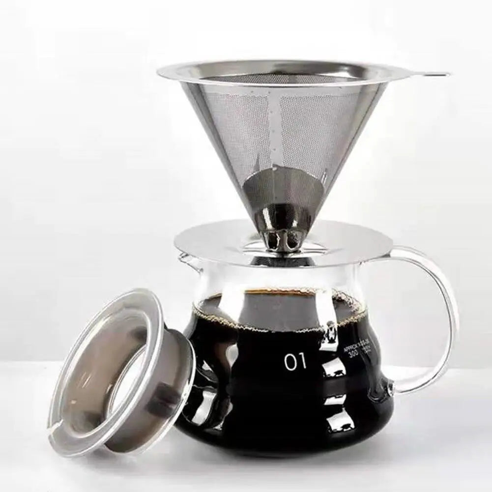 "Stainless Steel Reusable Coffee Filter – Portable Double-Layer Paperless Pour Over Dripper"