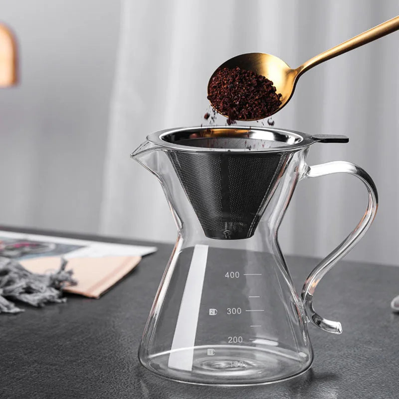 "Stainless Steel Reusable Coffee Filter – Portable Double-Layer Paperless Pour Over Dripper"