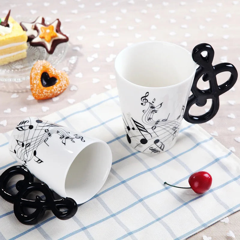 "240ml Creative Music-Themed Ceramic Mug | Guitar and Violin Style with Handle – Perfect Coffee, Tea, and Milk Gift"